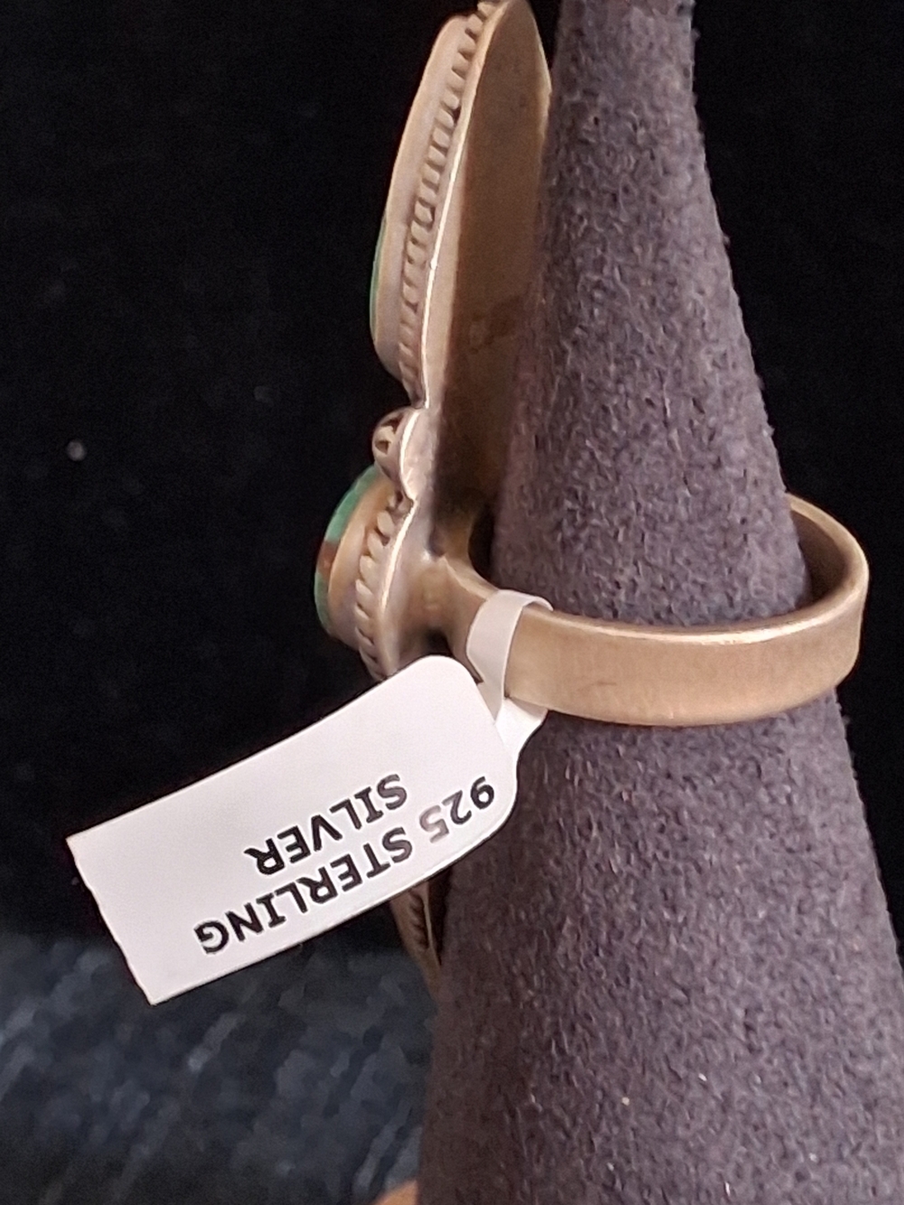 Native American Royston Turquoise 3 Stone Sterling Silver Adjustable Ring 5 - 10 - Picture 6 of 7